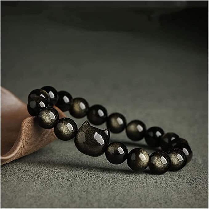 Black Cat Chakra “Power of 23” Positive Energy Golden Obsidian Bracelet